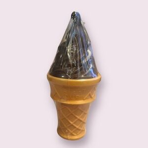 NWT Vintage Ice Cream Cone Shaped Chocolate Safe-T Drinking Cup With Straw 10.5"